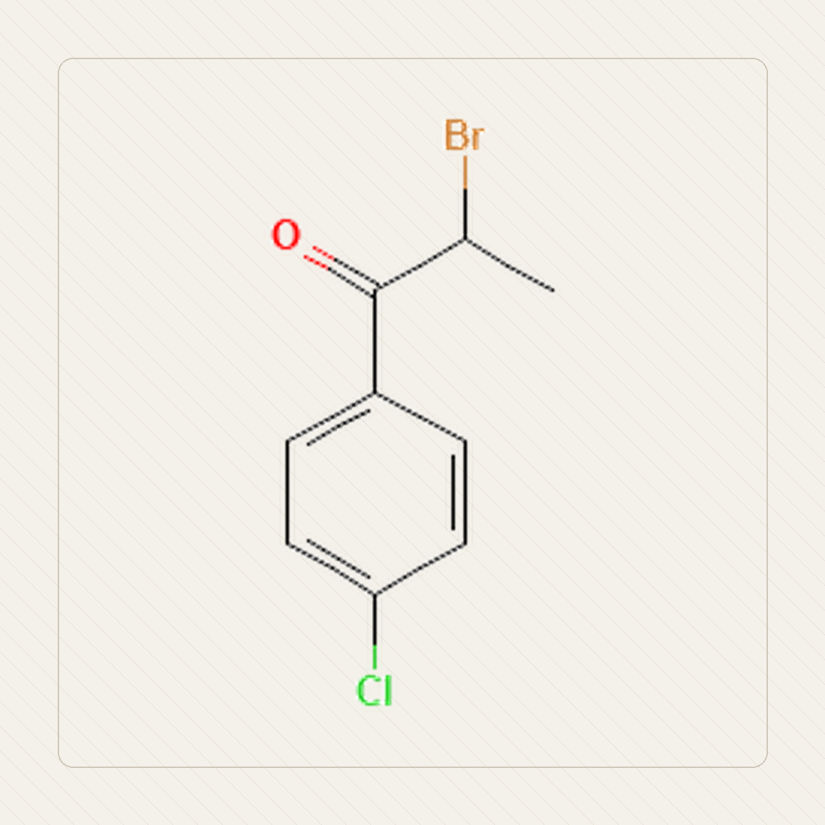 2-bromo-4-chloropropiophénone, illustration pédagogique de la structure moléculaire